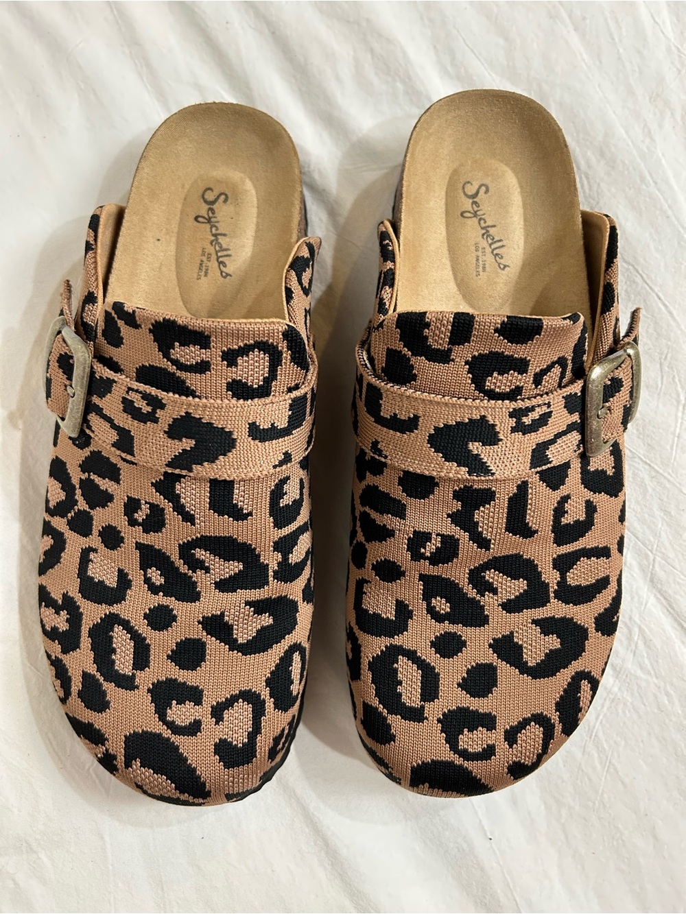 Seychelles Lydia Leopard Knit Clog Mules Slide Sandals Size 10M